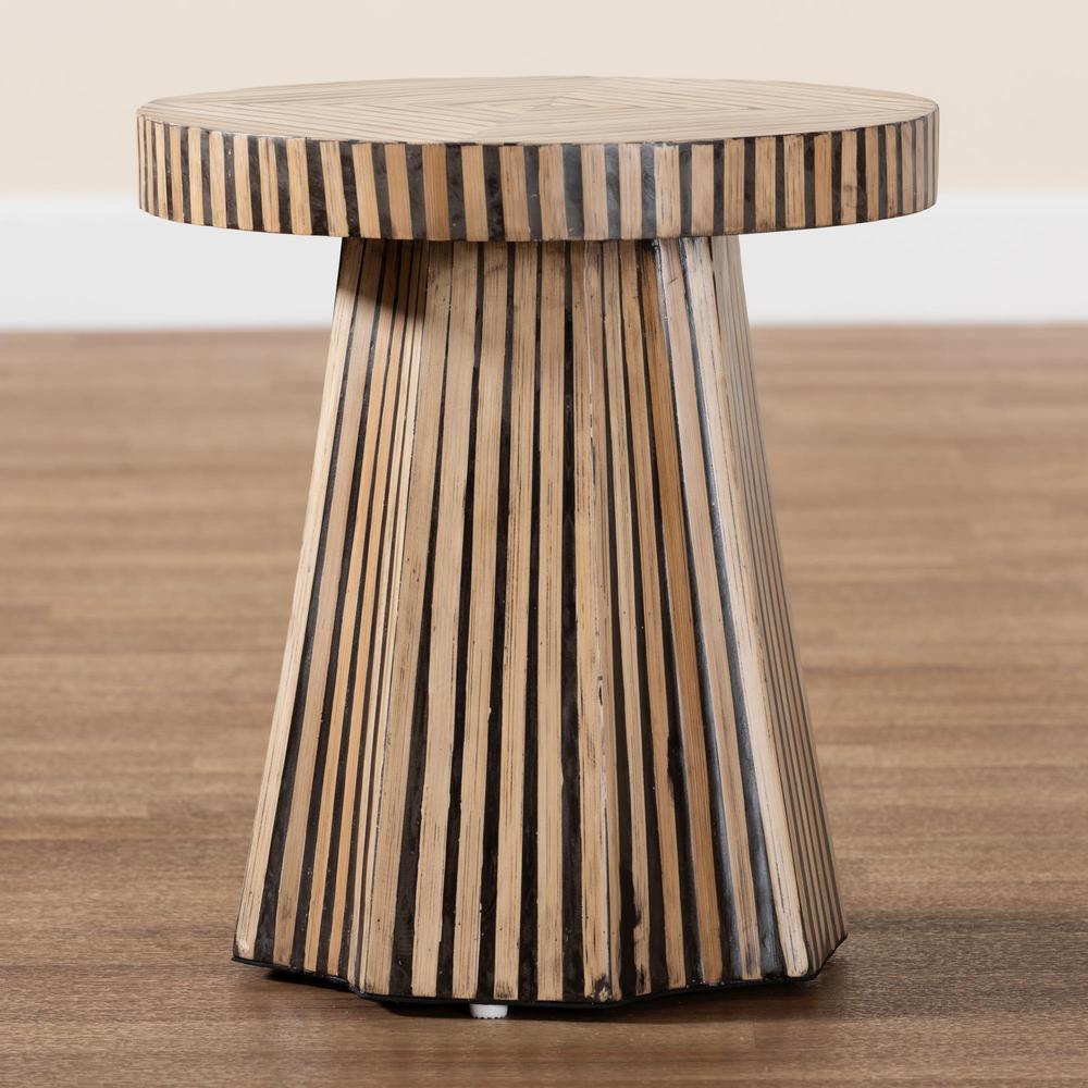 Devika Modern Bohemian Two-Tone Natural and Dark Brown Bamboo End Table. Picture 13