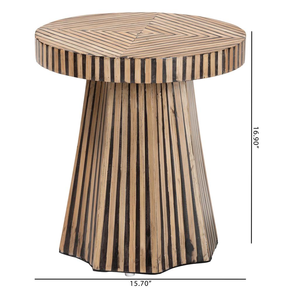 Devika Modern Bohemian Two-Tone Natural and Dark Brown Bamboo End Table. Picture 14