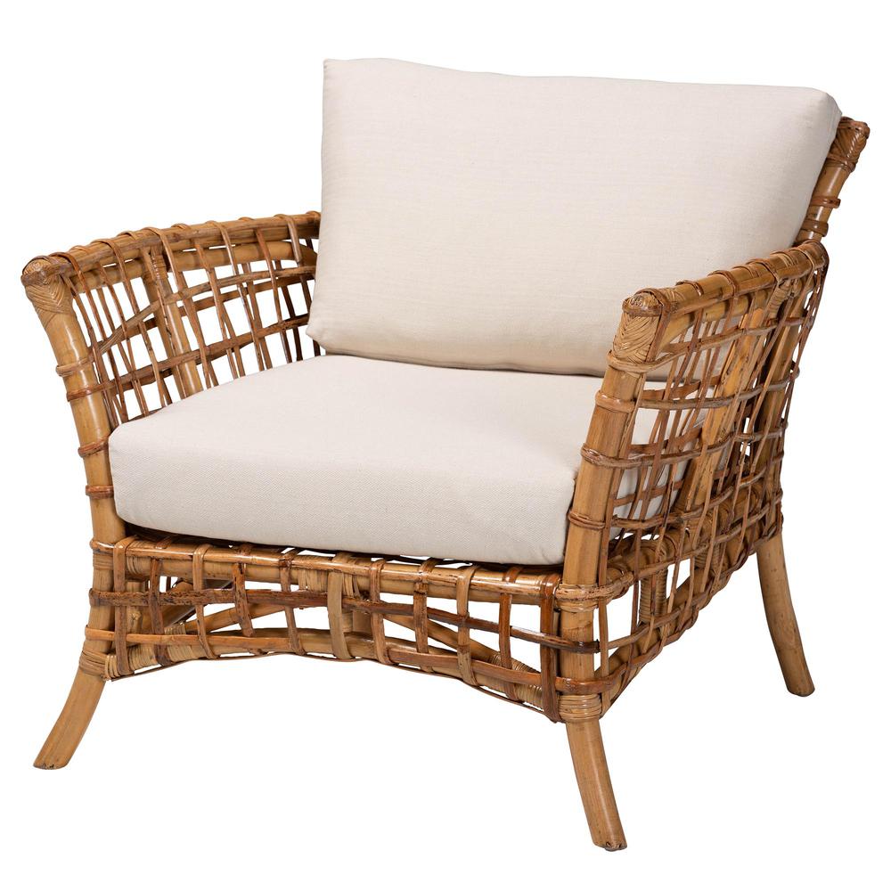 bali & pari Babette Modern Bohemian Natural Brown Rattan Arm Chair. Picture 11