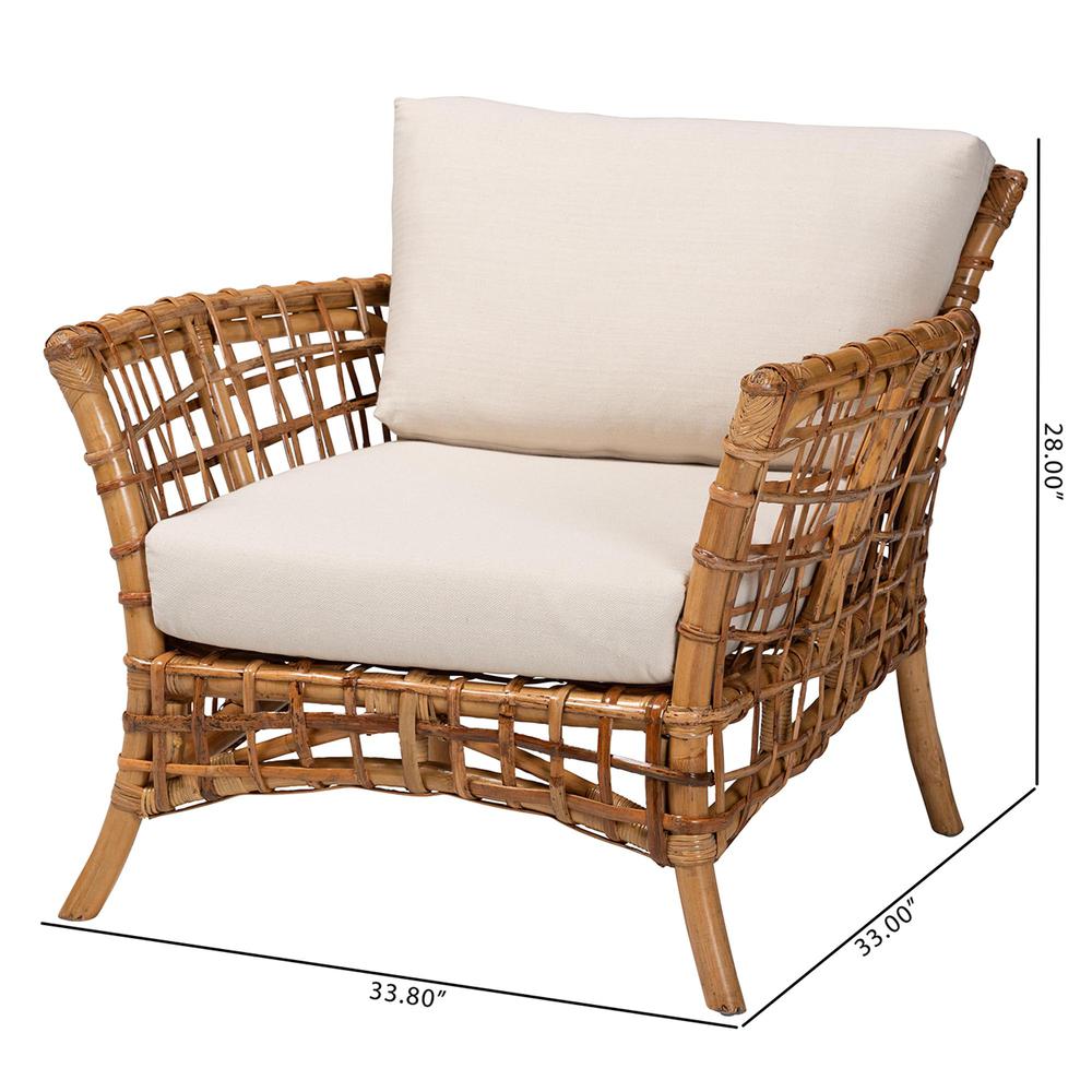 bali & pari Babette Modern Bohemian Natural Brown Rattan Arm Chair. Picture 20