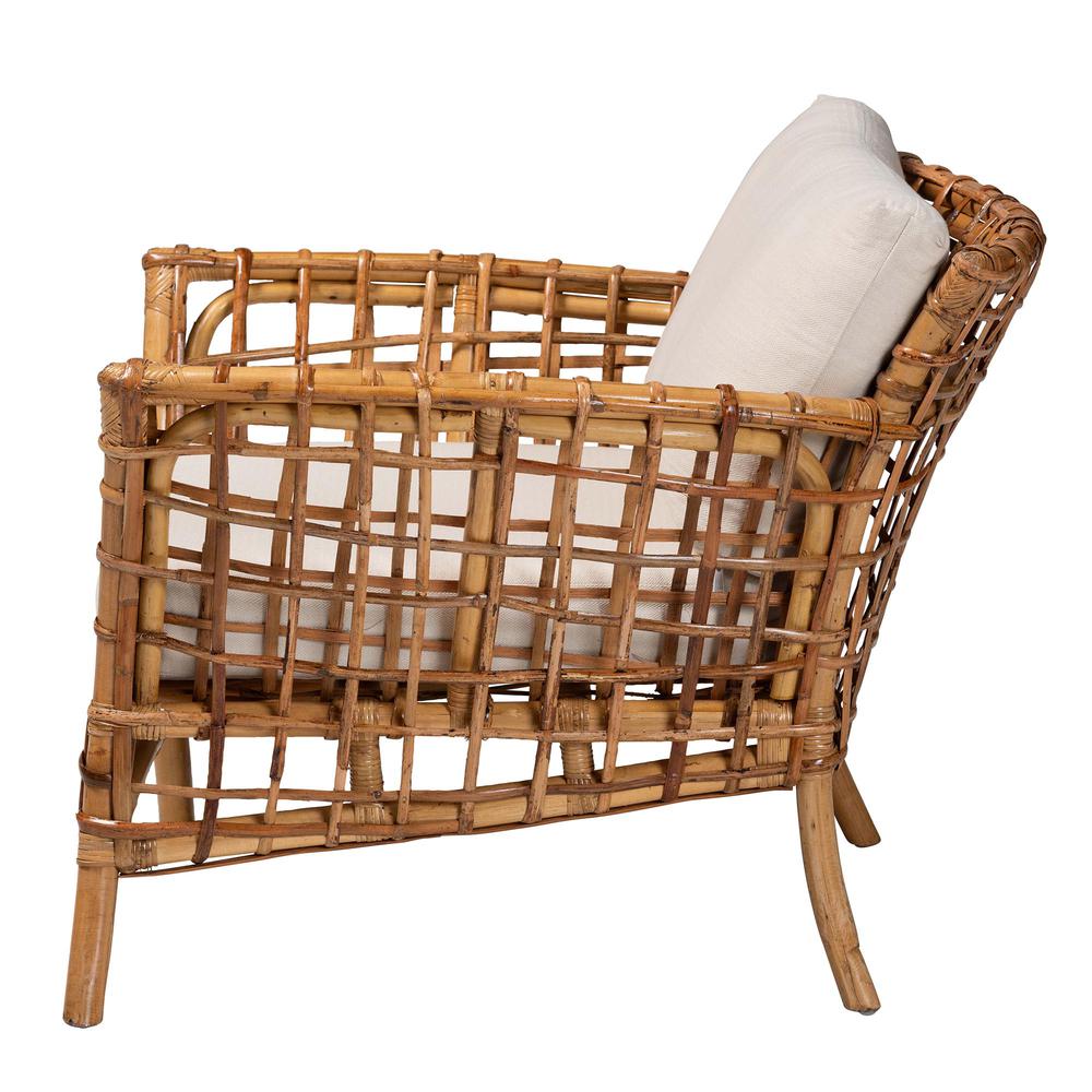 bali & pari Babette Modern Bohemian Natural Brown Rattan Arm Chair. Picture 13