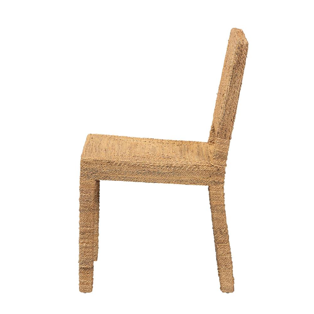 Anfield Modern Bohemian Natural Seagrass and Mahogany Wood Dining Chair. Picture 13