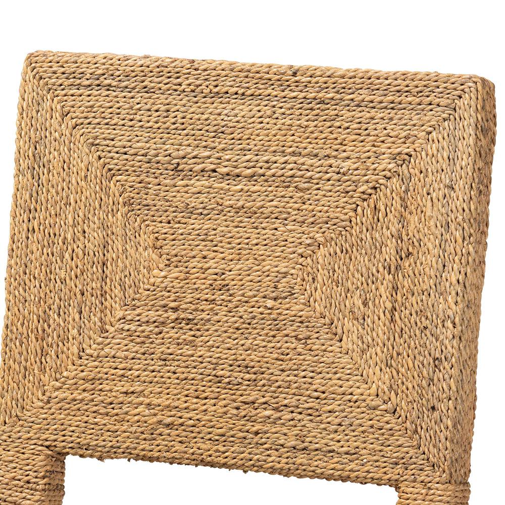 Anfield Modern Bohemian Natural Seagrass and Mahogany Wood Dining Chair. Picture 15