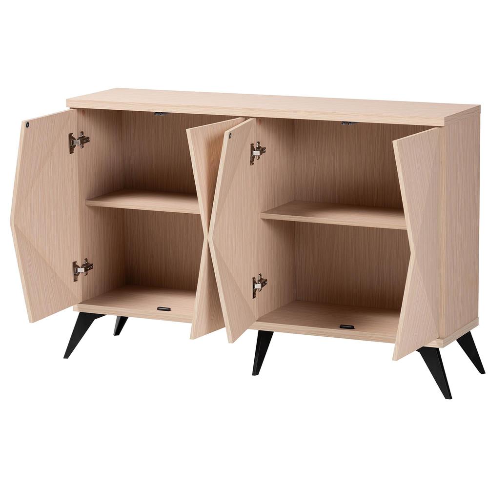 Modern Two-Tone Light Brown and Black Wood 4-Door Sideboard Buffet. Picture 11