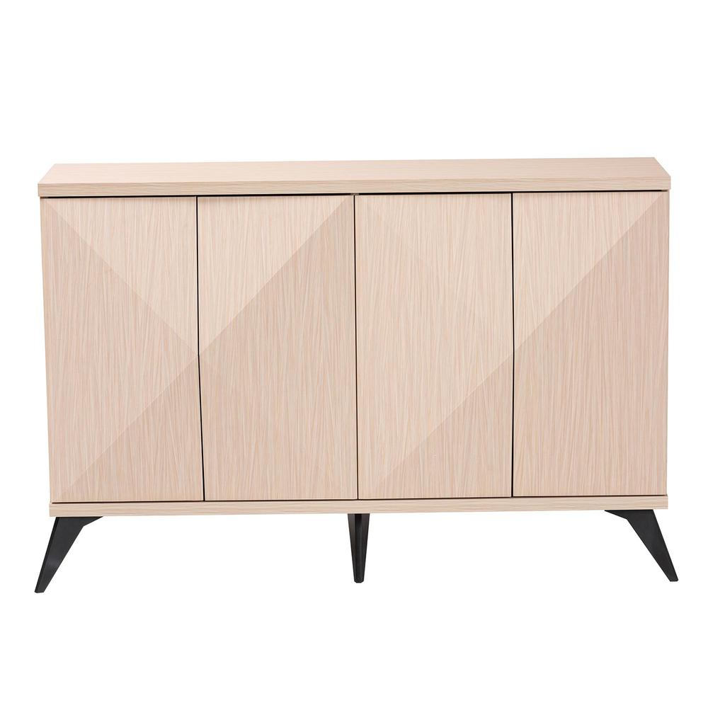 Modern Two-Tone Light Brown and Black Wood 4-Door Sideboard Buffet. Picture 12