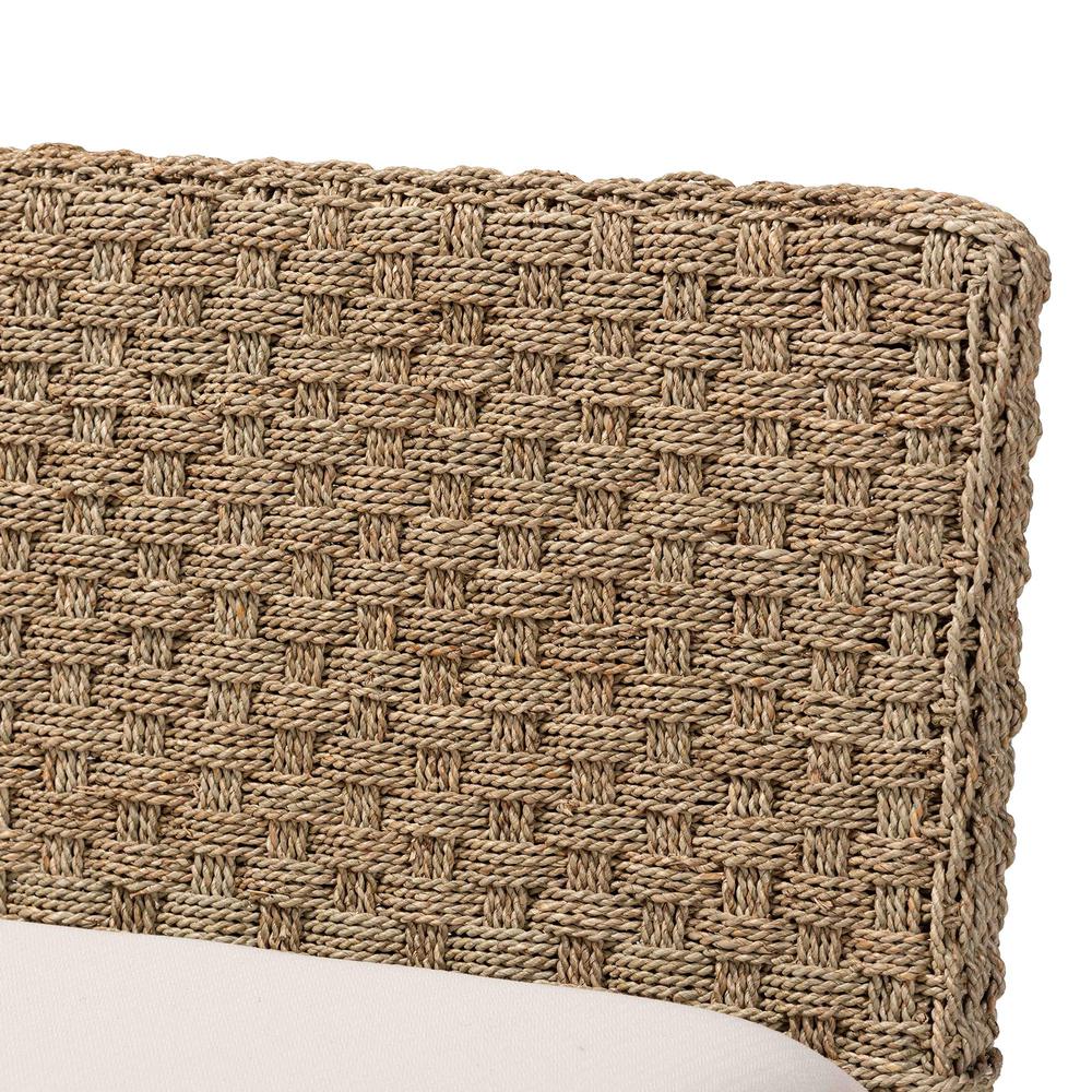 Denver Modern Bohemian Natural Seagrass and Acacia Wood 3-Piece Dining Nook Set. Picture 17