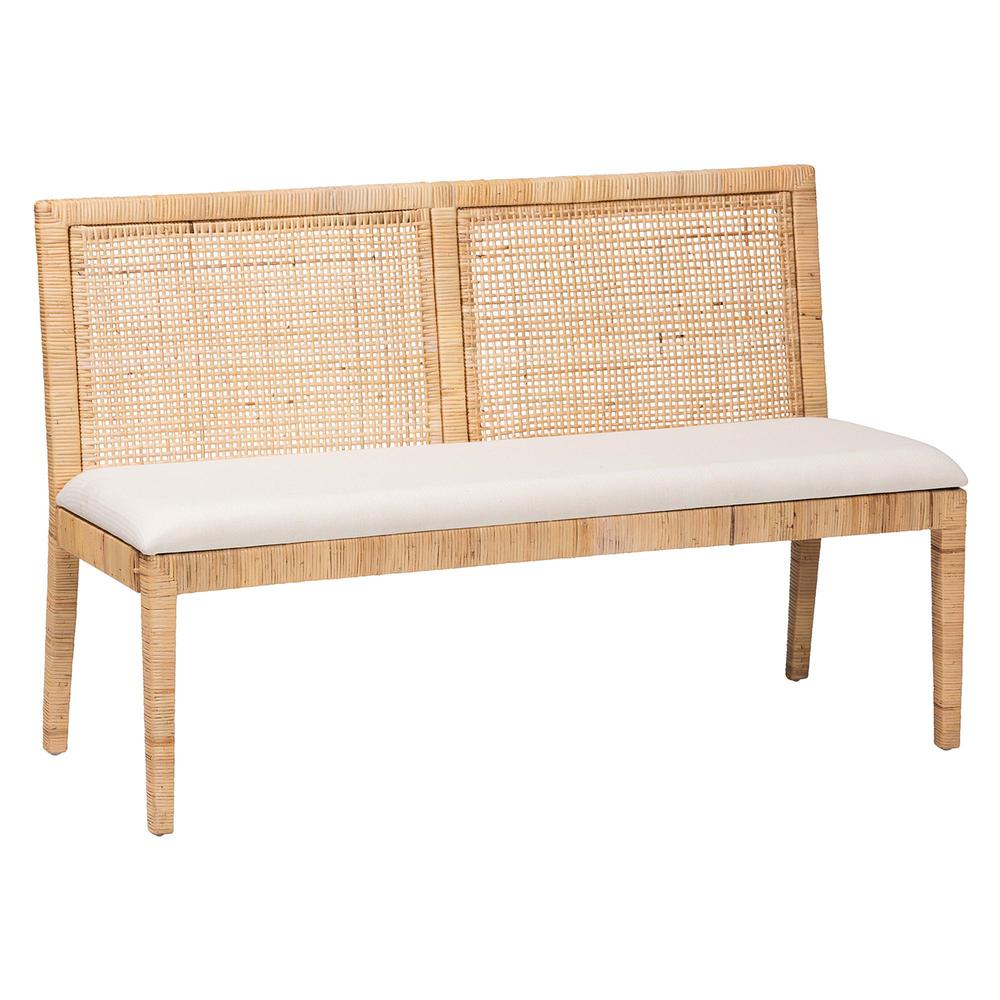 Kalimantan Bohemian Light Honey Rattan 2-Piece Banquette Set. Picture 11