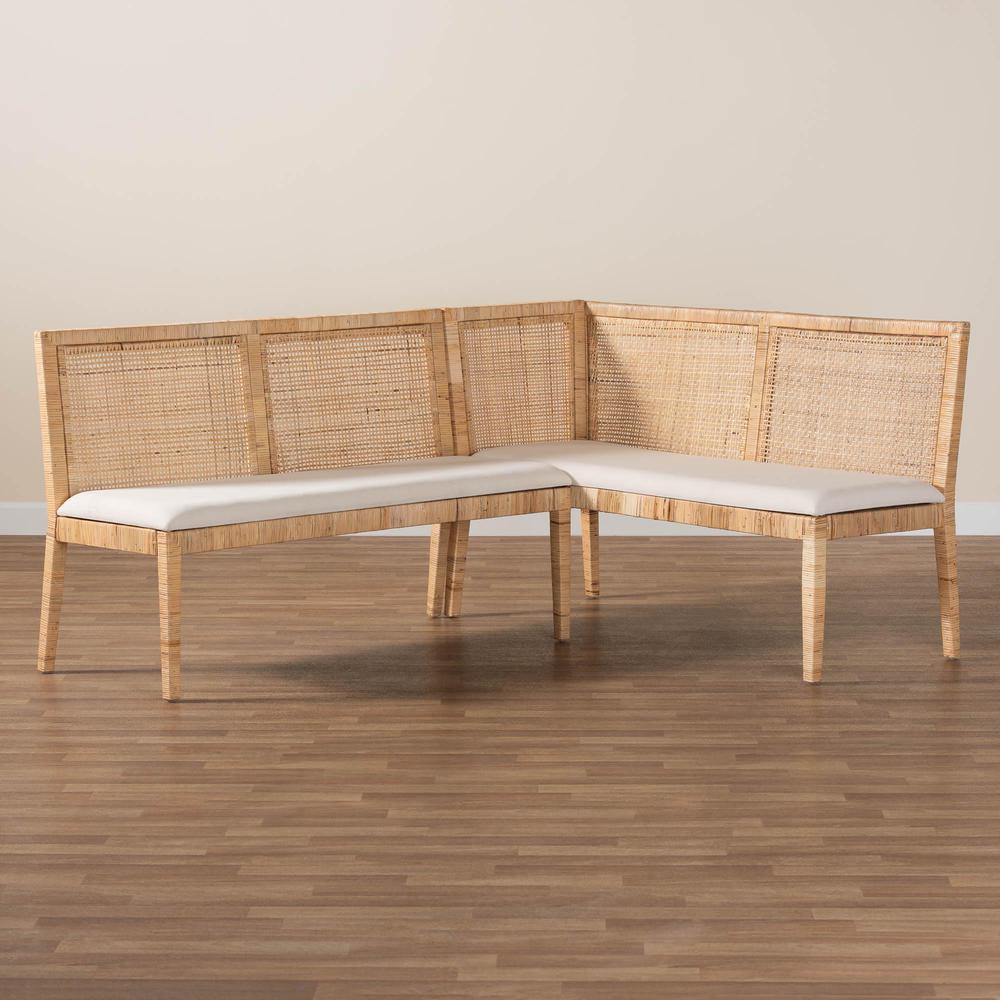 Kalimantan Bohemian Light Honey Rattan 2-Piece Banquette Set. Picture 17