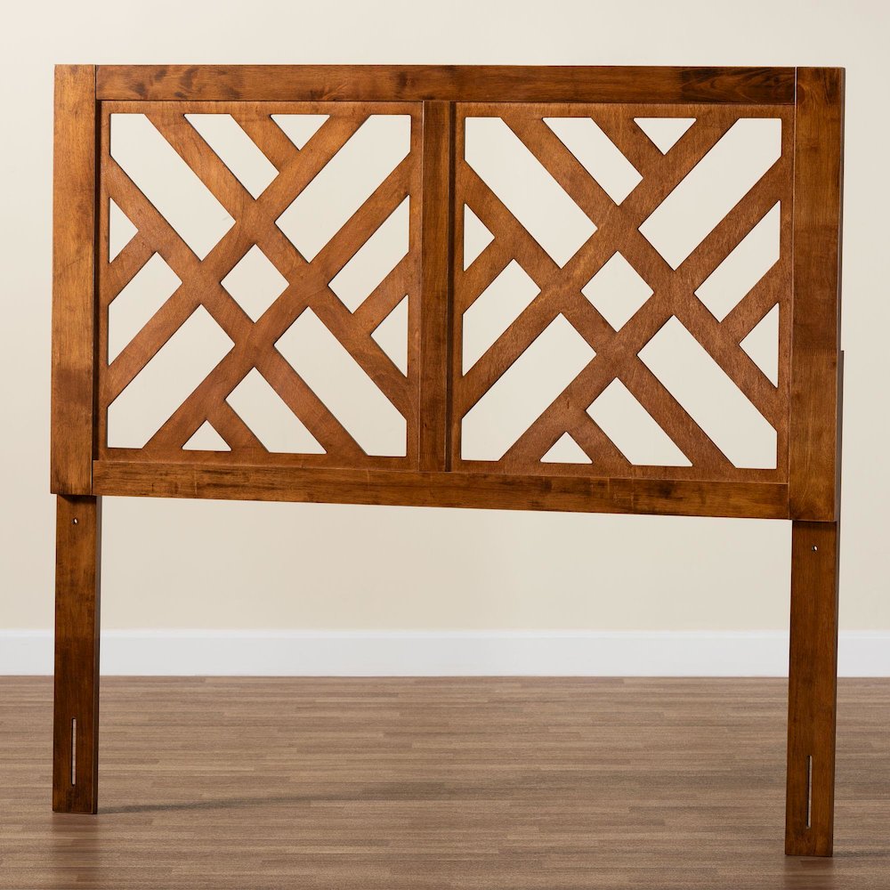 Aliya Modern Walnut Brown Finished Wood King Size Headboard. Picture 5