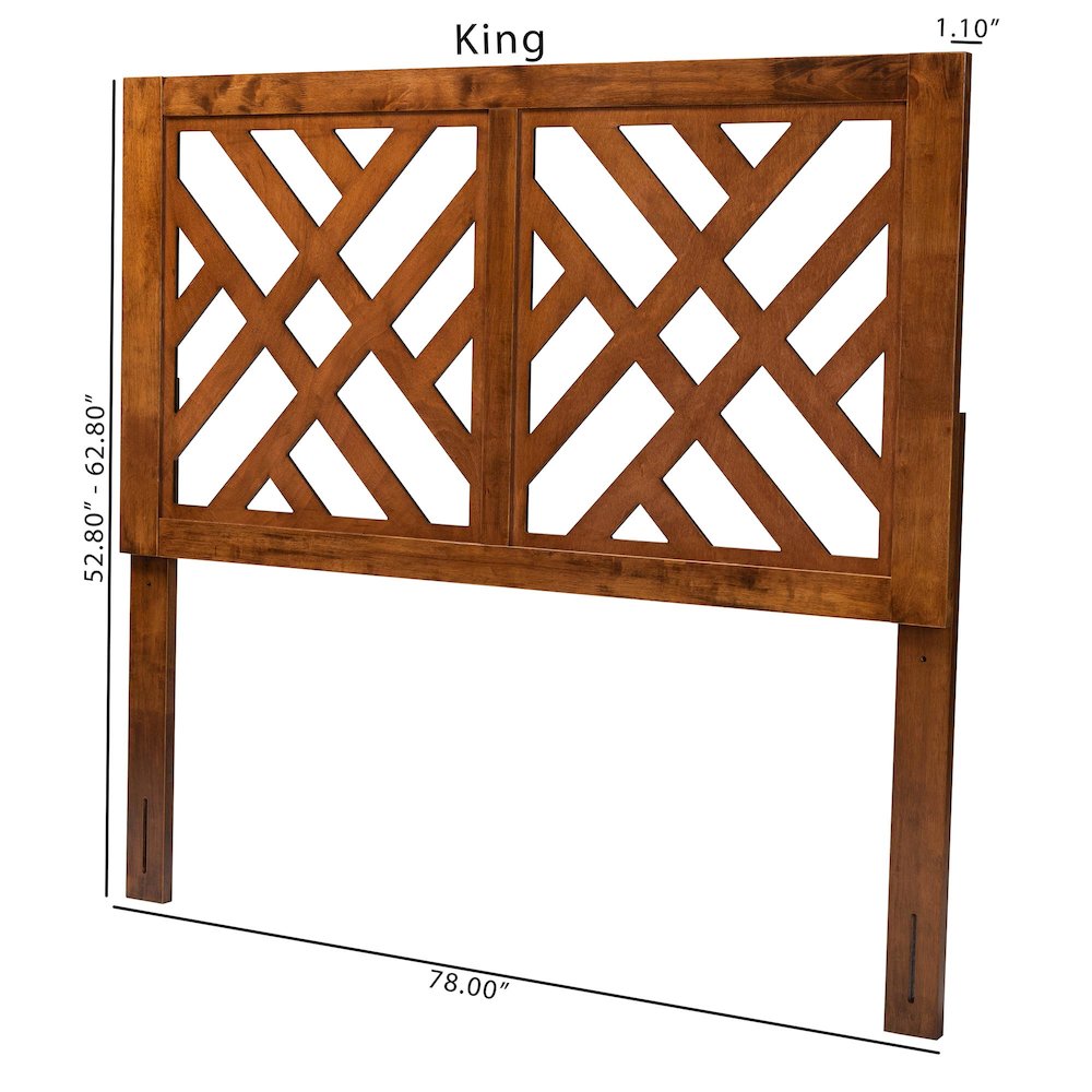 Aliya Modern Walnut Brown Finished Wood King Size Headboard. Picture 7