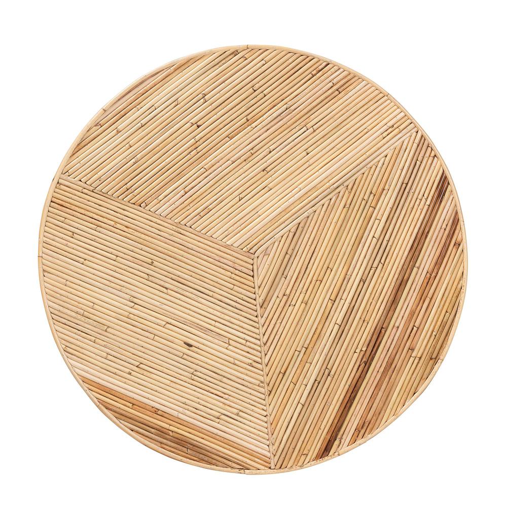 Bella Modern Bohemian Natural Rattan and Mahogany Wood Coffee Table. Picture 12