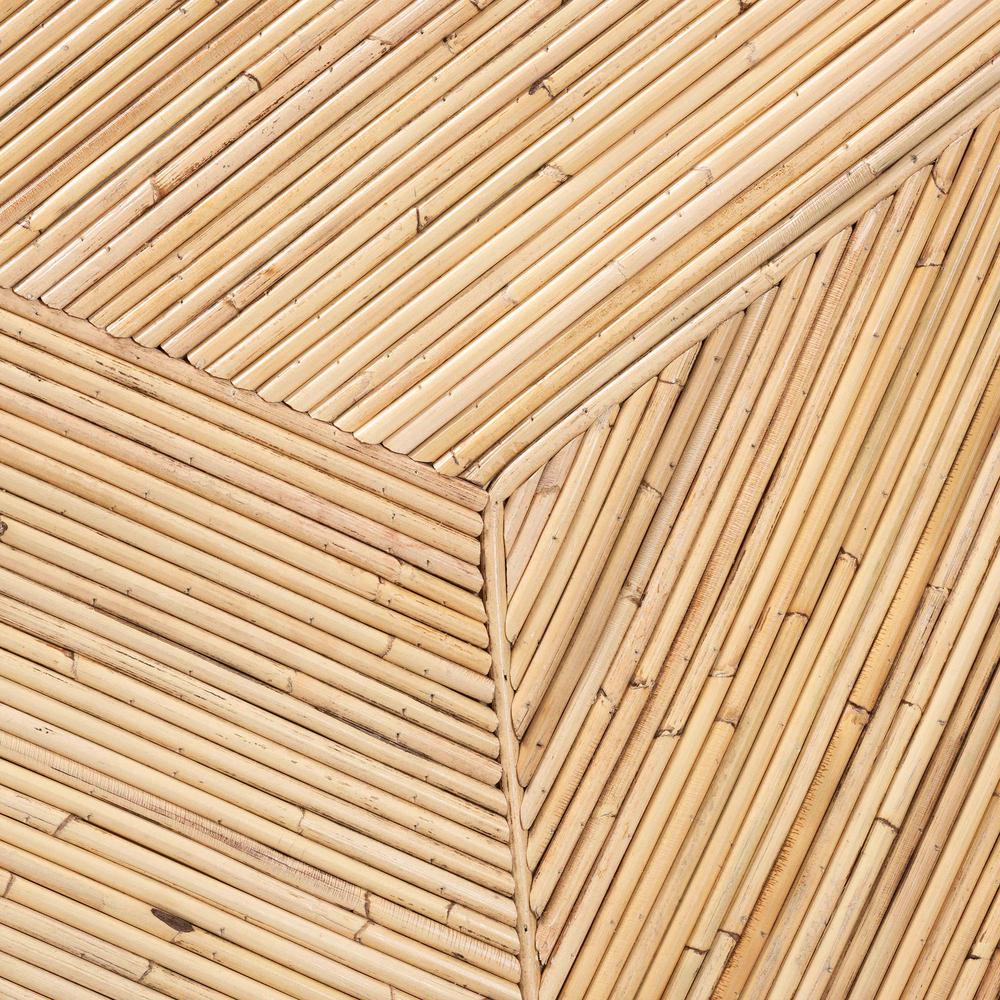 Bella Modern Bohemian Natural Rattan and Mahogany Wood Coffee Table. Picture 13