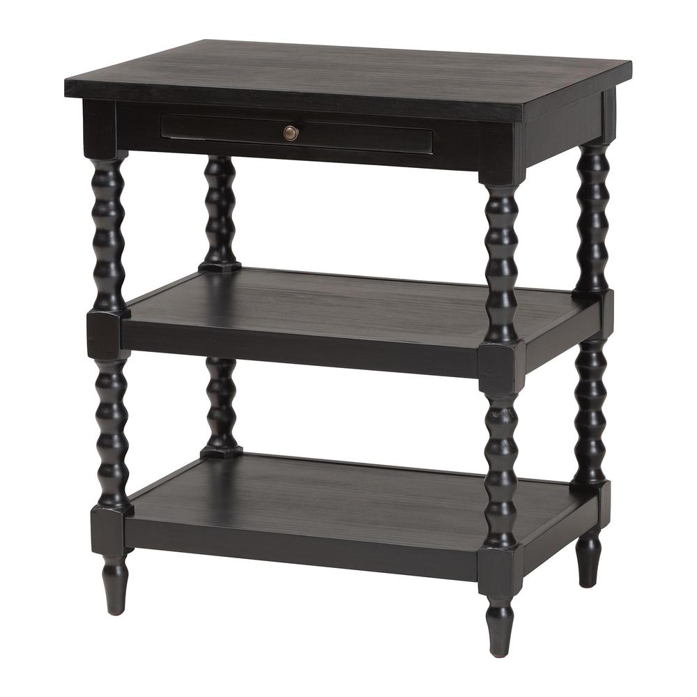 Baxton Studio Imogene Retro-Modern Black Wood End Table. Picture 1