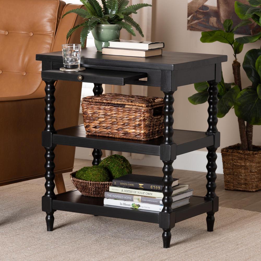 Baxton Studio Imogene Retro-Modern Black Wood End Table. Picture 6