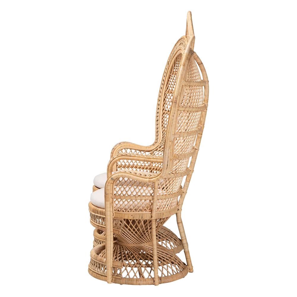 Nerita Modern Bohemian Natural Brown Rattan Two-Seater Peacock Chair. Picture 13