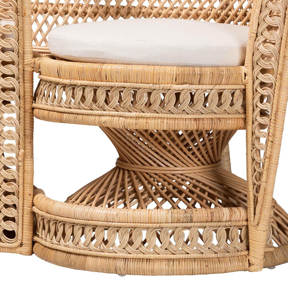 Nerita Modern Bohemian Natural Brown Rattan Two-Seater Peacock Chair. Picture 16