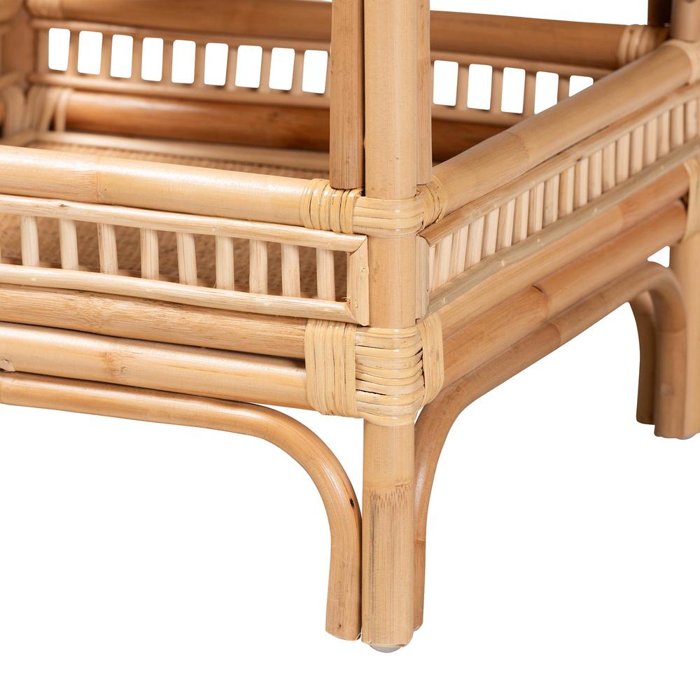 Lombok Modern Bohemian Natural Rattan End Table. Picture 12