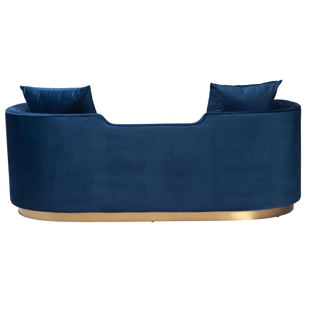 Baxton Studio Deserae Glam and Luxe Navy Blue Velvet and Brushed Gold Metal Sofa. Picture 2