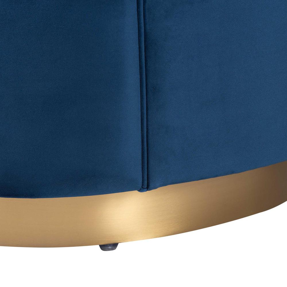 Baxton Studio Deserae Glam and Luxe Navy Blue Velvet and Brushed Gold Metal Sofa. Picture 7