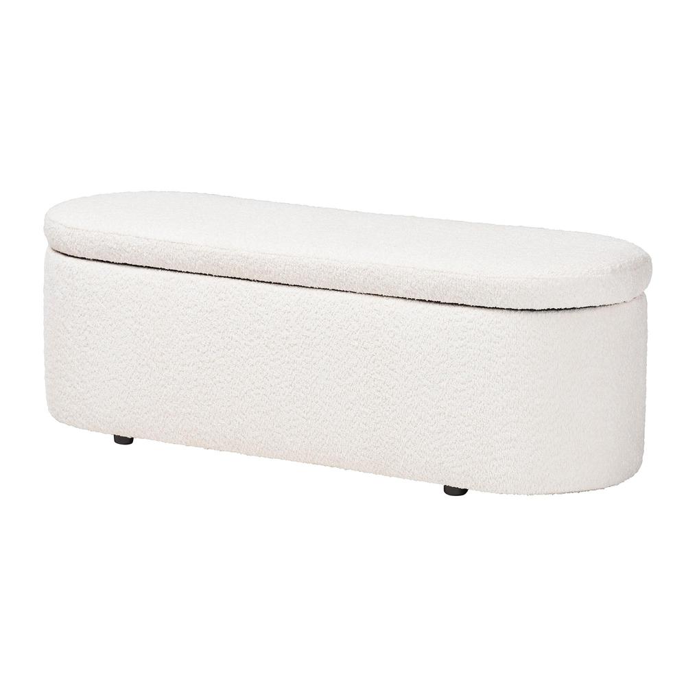 Lavina Modern White Teddy-Bear Fabric Storage Bench. Picture 1
