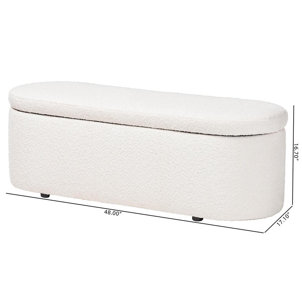 Lavina Modern White Teddy-Bear Fabric Storage Bench. Picture 4