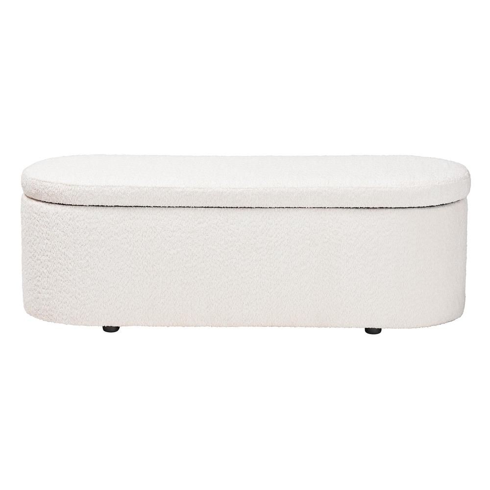Lavina Modern White Teddy-Bear Fabric Storage Bench. Picture 2