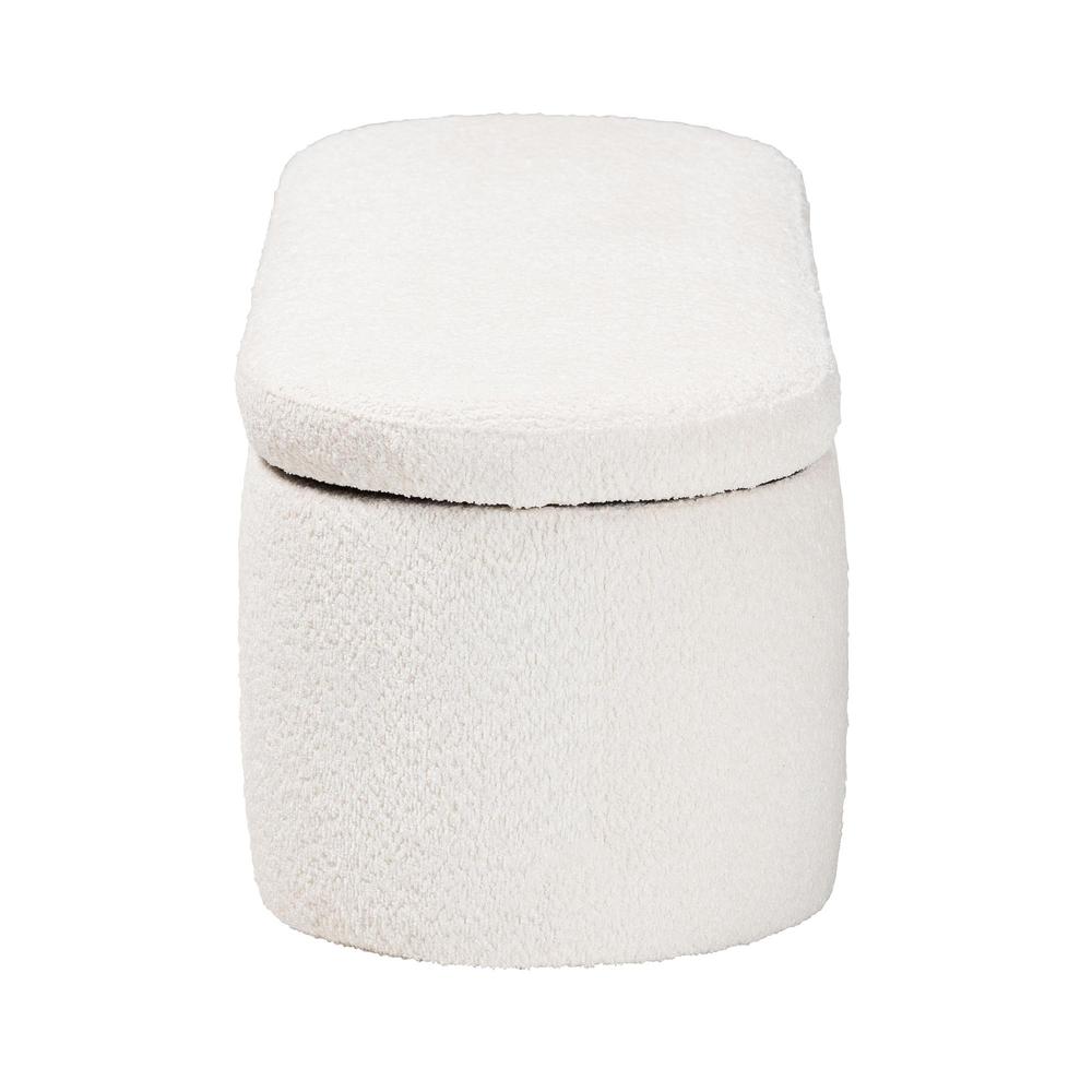 Lavina Modern White Teddy-Bear Fabric Storage Bench. Picture 9