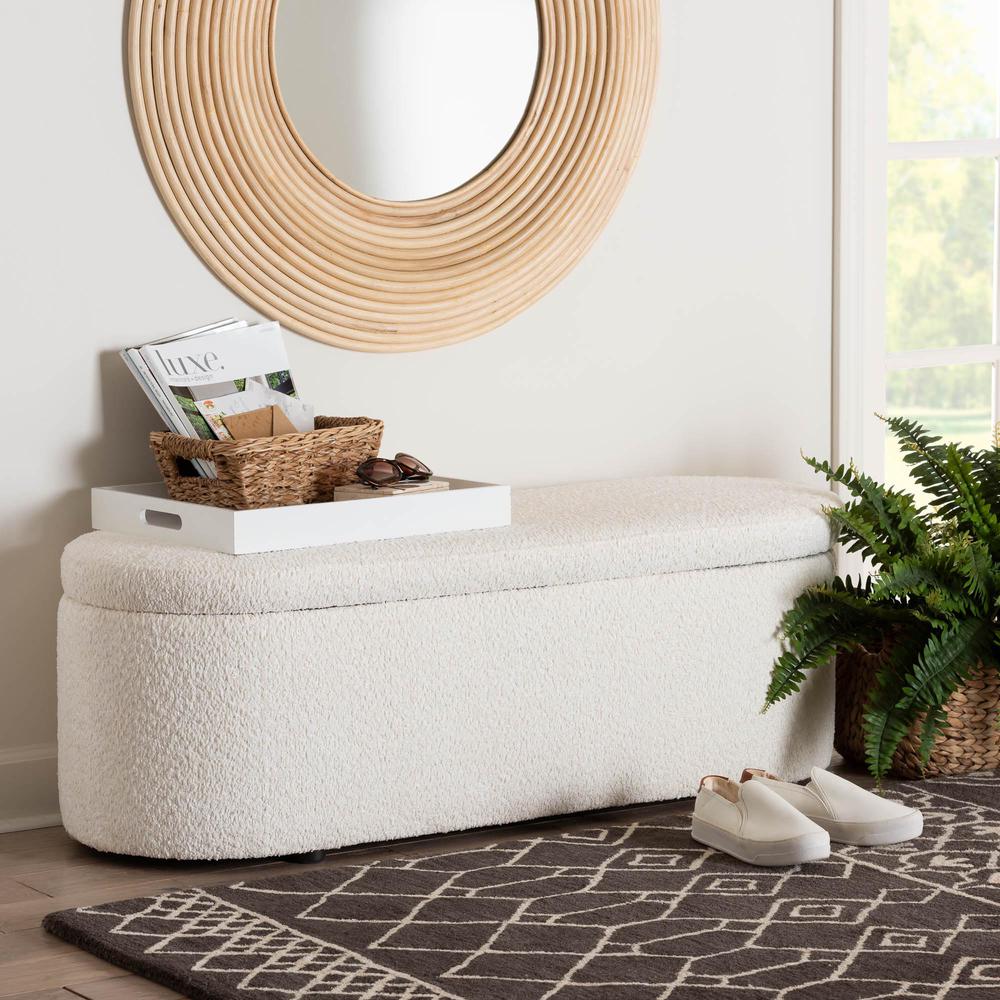 Lavina Modern White Teddy-Bear Fabric Storage Bench. Picture 11