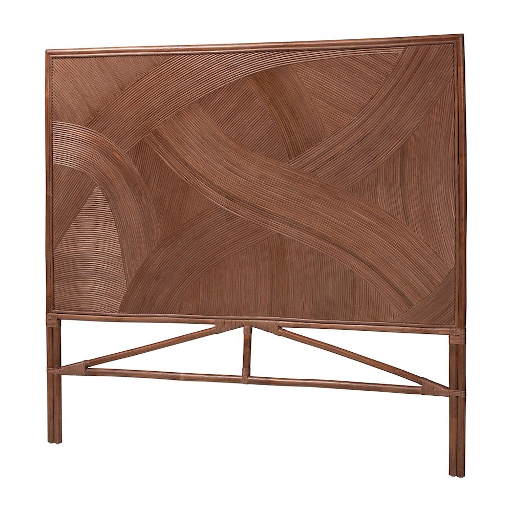 Elettra Bohemian Dark Brown Rattan King Size Standalone Headboard. Picture 1
