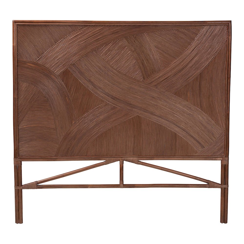 Elettra Bohemian Dark Brown Rattan King Size Standalone Headboard. Picture 3