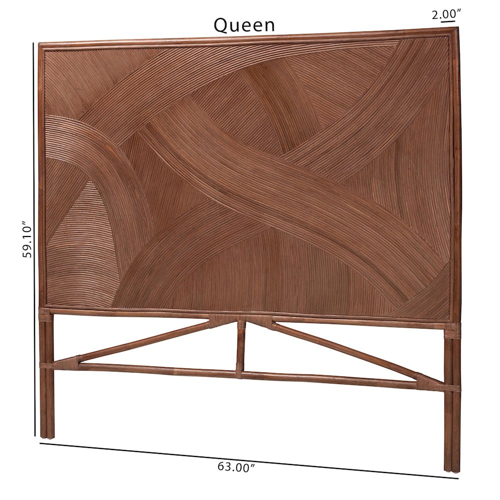 Elettra Bohemian Dark Brown Rattan King Size Standalone Headboard. Picture 7