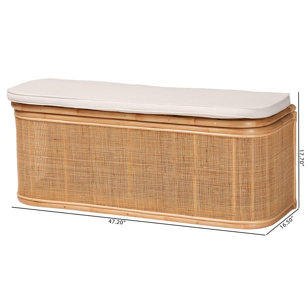 Ishana Bohemian Natural Rattan Storage Bench. Picture 5
