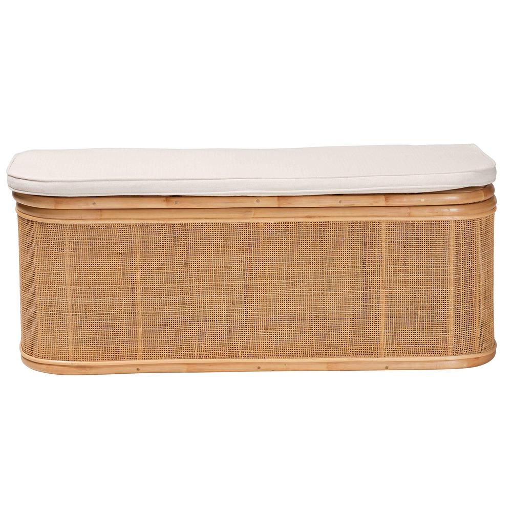 Ishana Bohemian Natural Rattan Storage Bench. Picture 3