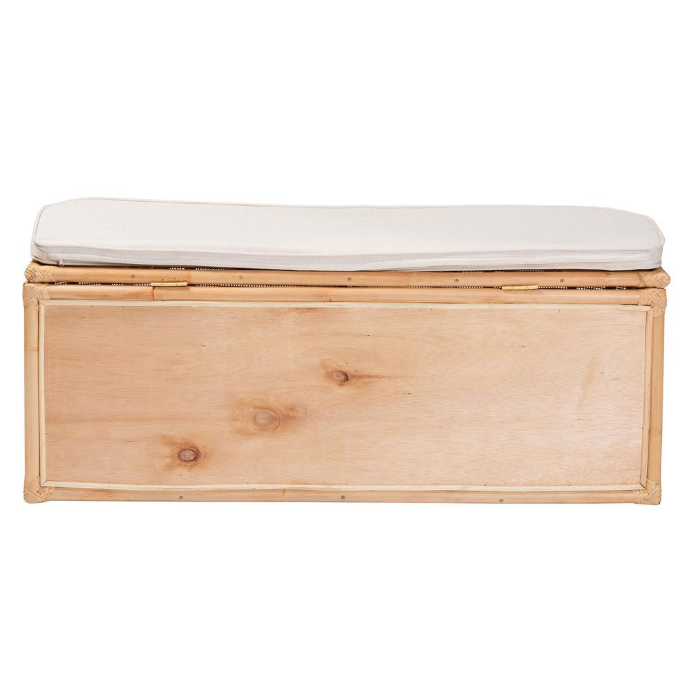 Ishana Bohemian Natural Rattan Storage Bench. Picture 6