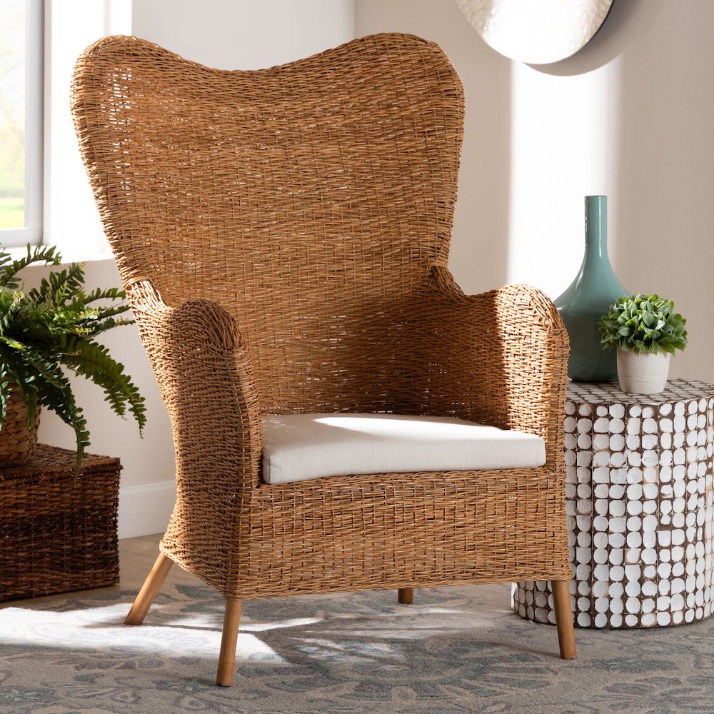 Terra Bohemian Light Honey Rattan Arm Chair. Picture 11