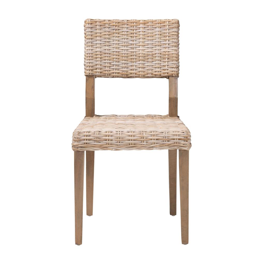 Barossa Bohemian Grey Kubu Rattan and Mahogany Wood Dining Chair. Picture 12