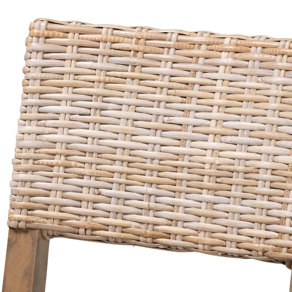 Barossa Bohemian Grey Kubu Rattan and Mahogany Wood Dining Chair. Picture 15
