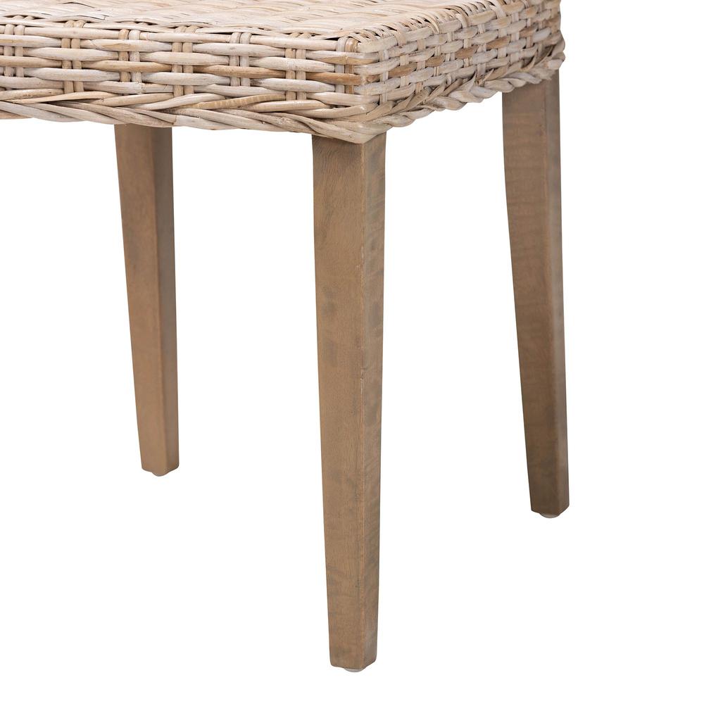 Barossa Bohemian Grey Kubu Rattan and Mahogany Wood Dining Chair. Picture 16