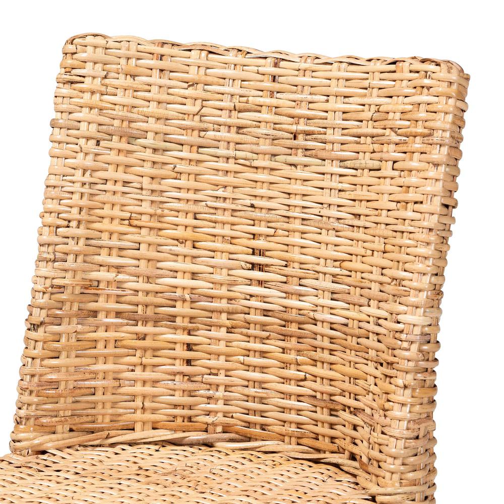 Rowen Bohemian Light Honey Kubu Rattan and Mahogany Wood Dining Chair. Picture 15