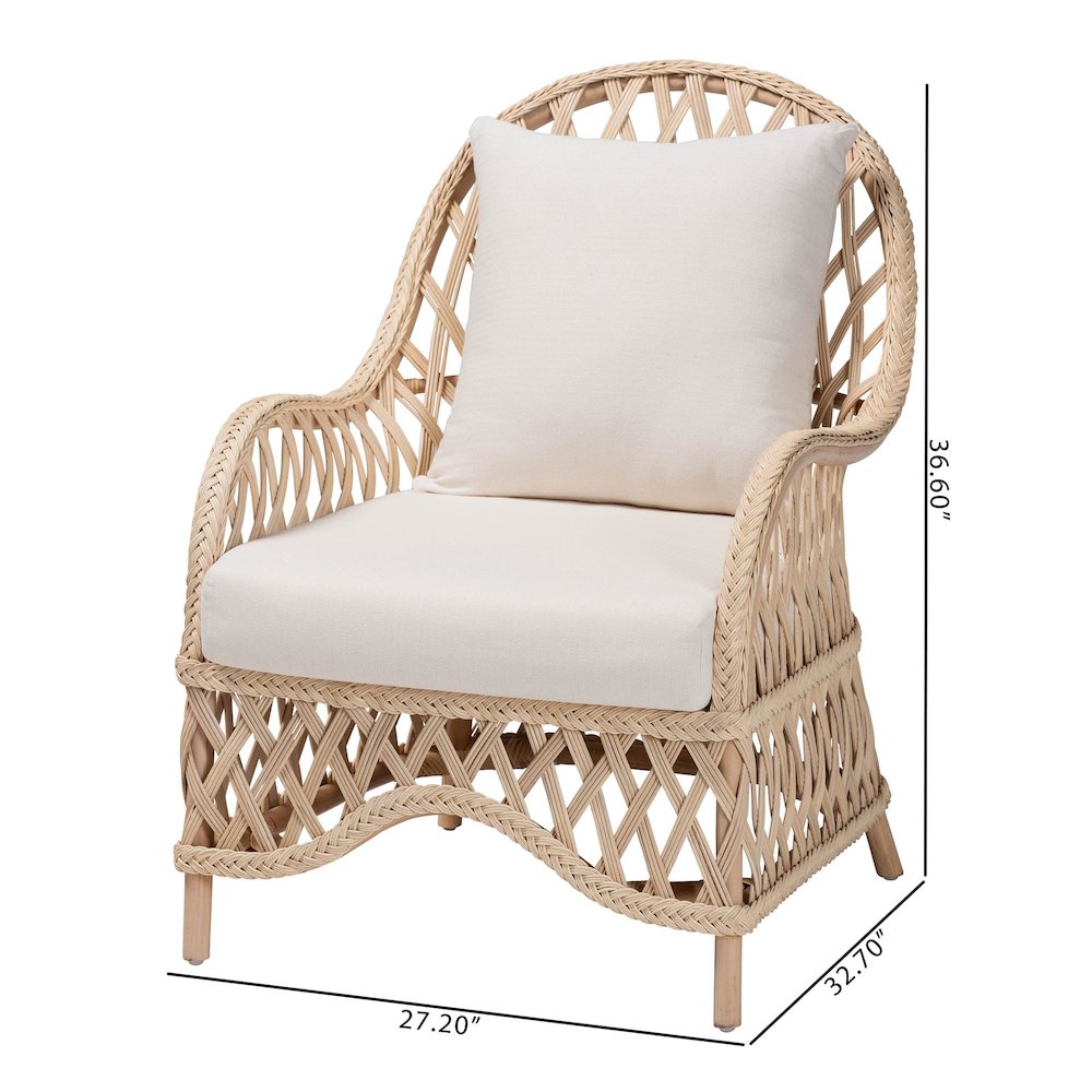 Florence Bohemian Ivory Braided Rattan Arm Chair. Picture 20