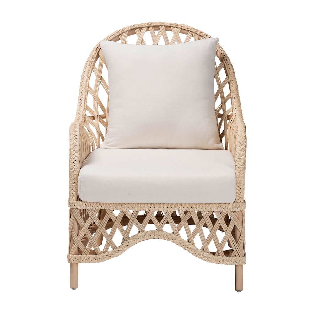 Florence Bohemian Ivory Braided Rattan Arm Chair. Picture 12