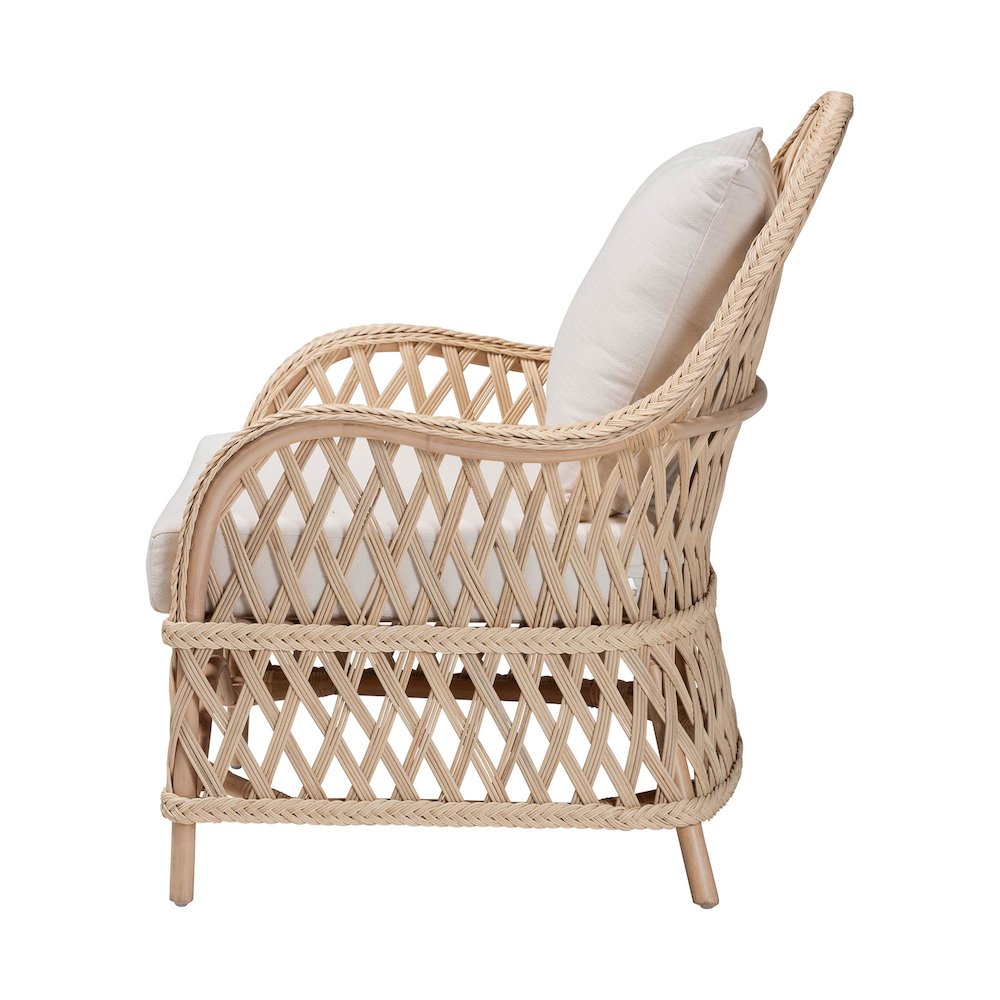 Florence Bohemian Ivory Braided Rattan Arm Chair. Picture 13