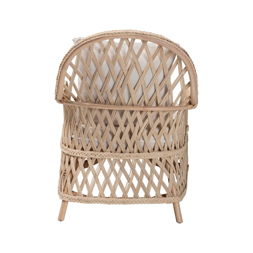 Florence Bohemian Ivory Braided Rattan Arm Chair. Picture 14
