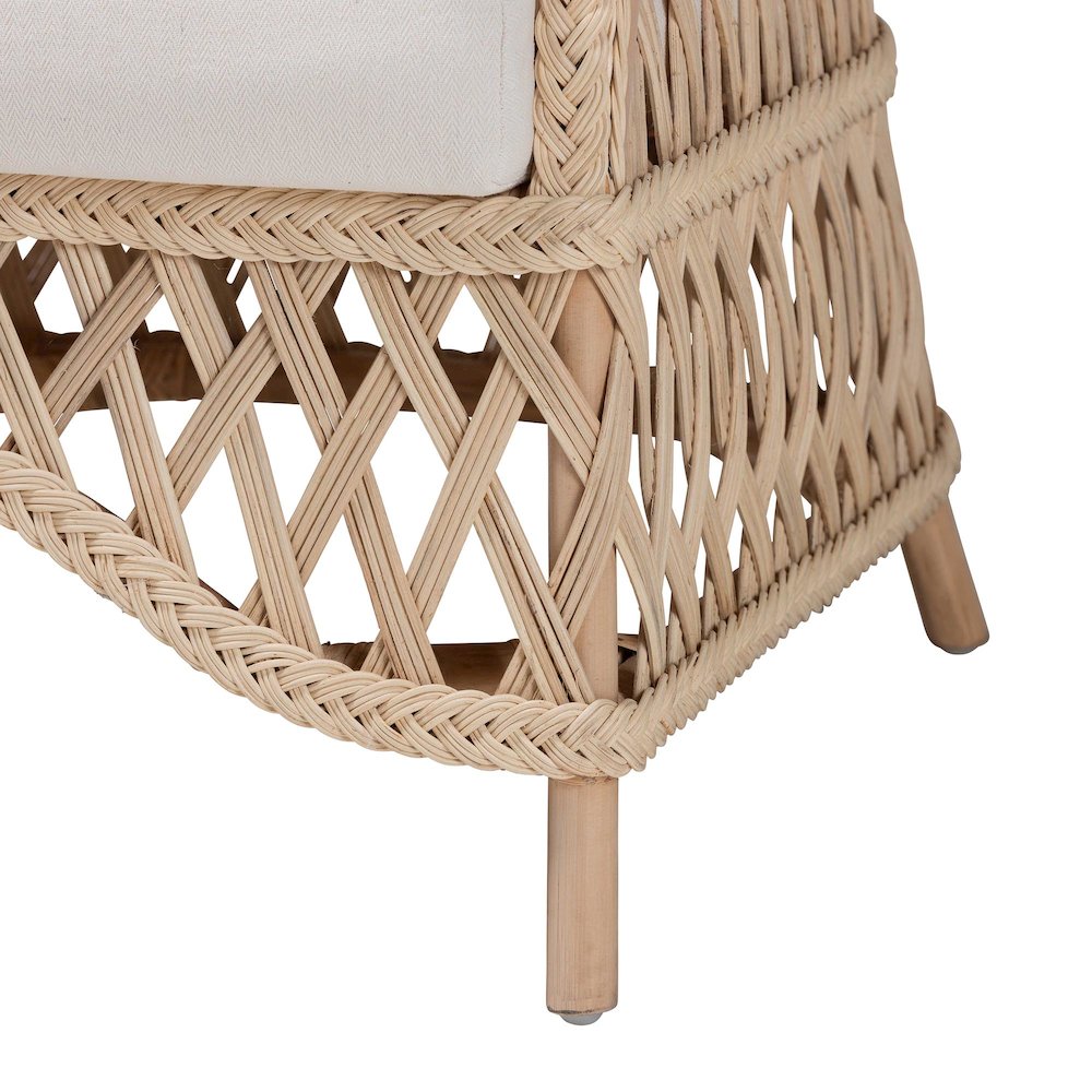 Florence Bohemian Ivory Braided Rattan Arm Chair. Picture 16