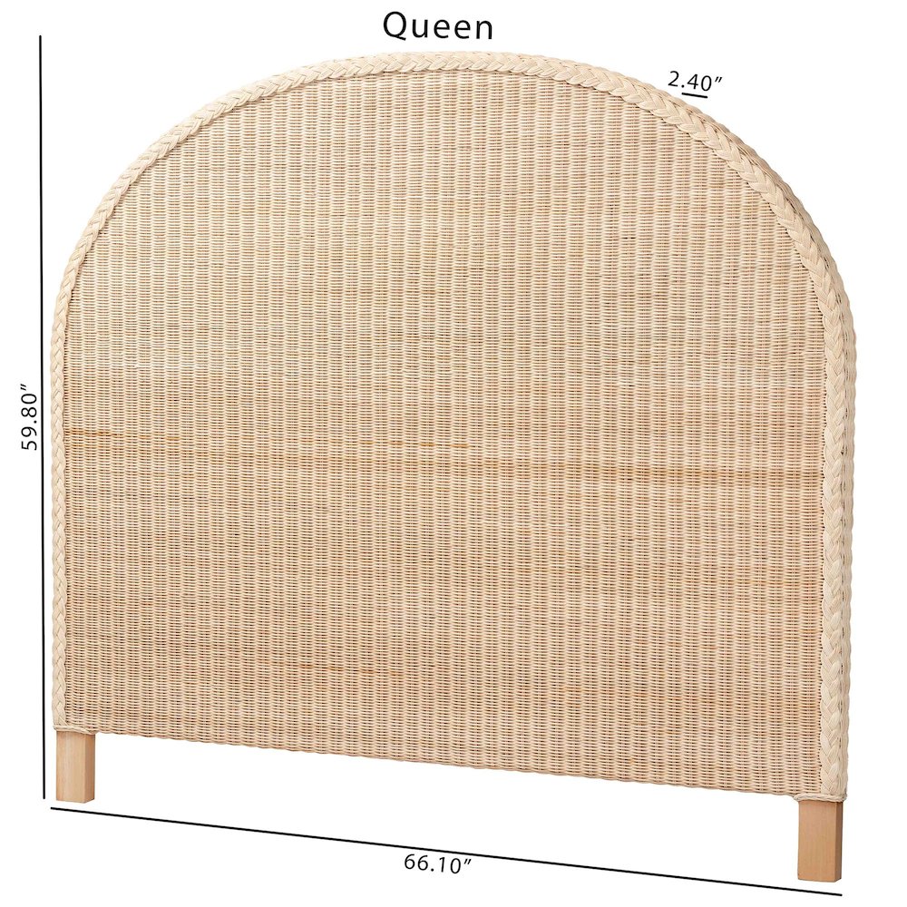 Lanica Japandi Sun Bleached Rattan Queen Size Standalone Headboard. Picture 7