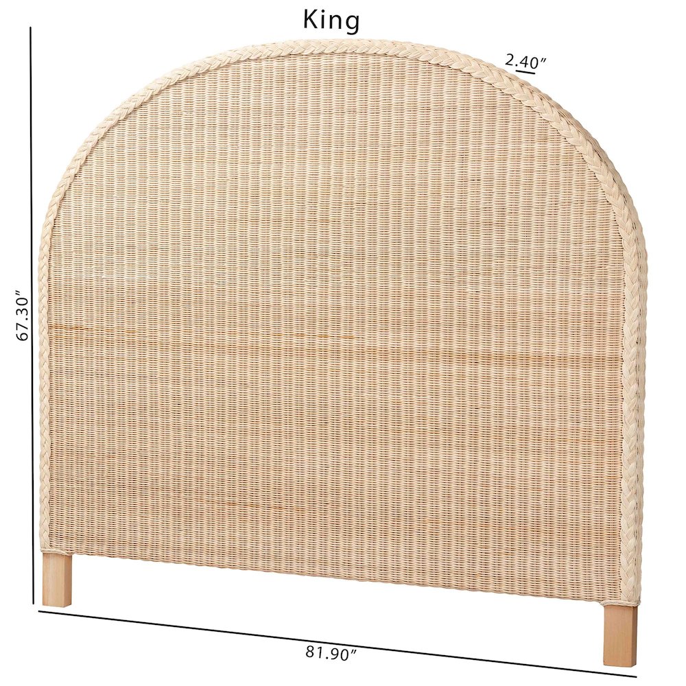 Lanica Japandi Sun Bleached Rattan Queen Size Standalone Headboard. Picture 8
