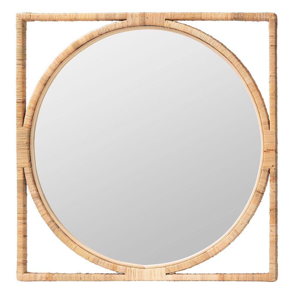 Bayan Japandi Natural Rattan Wall Mirror. Picture 5