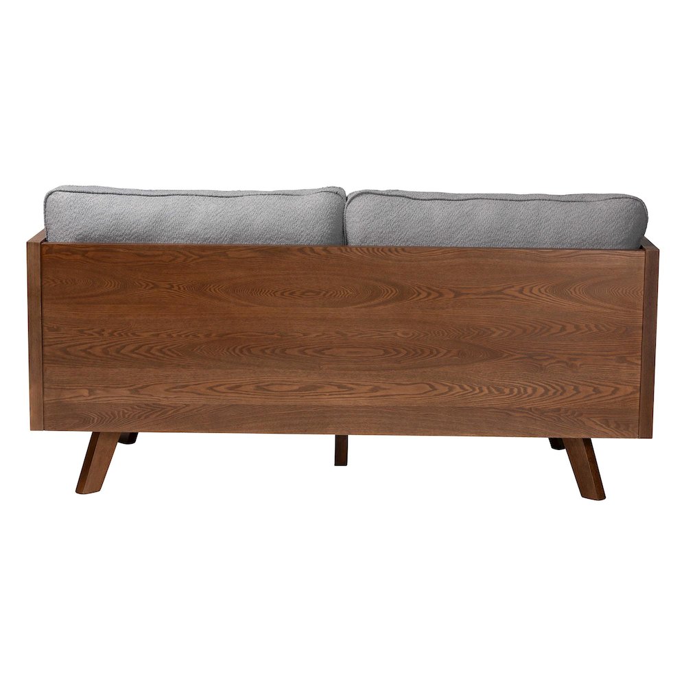 Uriel Mid-Century Modern Grey Boucle Fabric Sofa. Picture 15