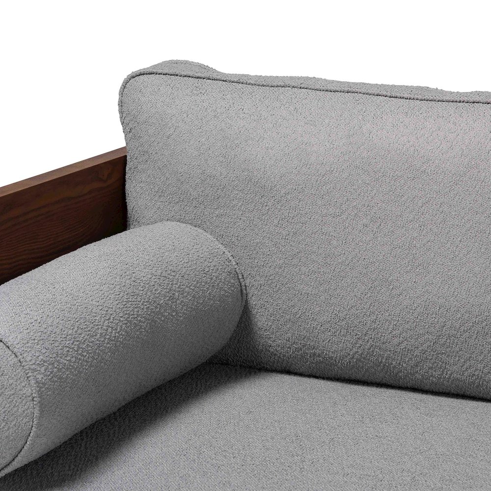 Uriel Mid-Century Modern Grey Boucle Fabric Sofa. Picture 16