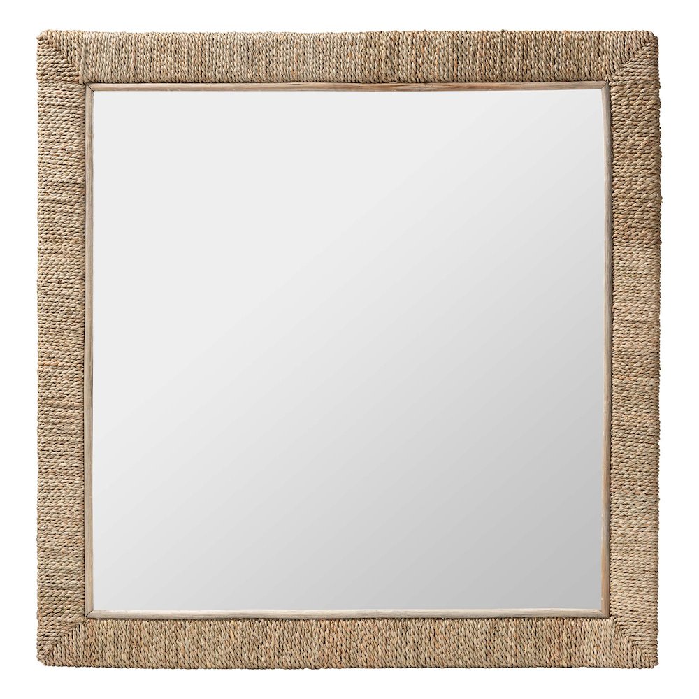 Geralyn Japandi Natural Seagrass Square Wall Mirror. Picture 5